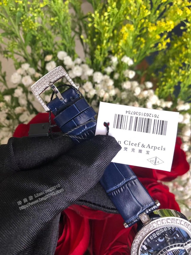 梵克雅寶情人橋牛皮錶帶女士腕表  gjs1858